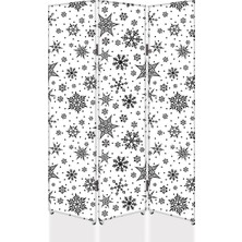 DEKOBUL Yıldız Desenli 3 Kanat Tekerlekli Kanvas Paravan