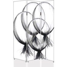 DEKOBUL Tül Balon 3 Kanat Tekerlekli Kanvas Paravan