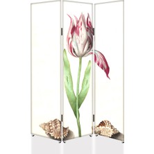 DEKOBUL Lale 3 Kanat Tekerlekli Kanvas Paravan