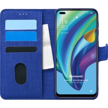 Microsonic Oppo Reno 4 Lite Kılıf Fabric Book Wallet Lacivert