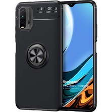 Microsonic Xiaomi Redmi 9t Kılıf Kickstand Ring Holder Siyah