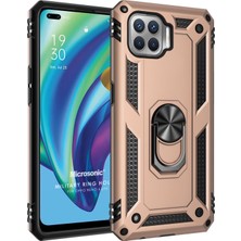 Microsonic Oppo Reno 4 Lite Kılıf Military Ring Holder Gold