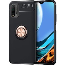 Microsonic Xiaomi Redmi 9t Kılıf Kickstand Ring Holder Siyah Rose