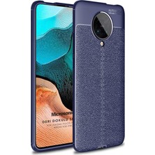 Microsonic Xiaomi Redmi K30 Pro Kılıf Deri Dokulu Silikon Lacivert