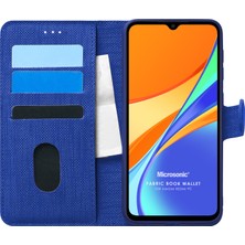 Microsonic Xiaomi Redmi 9c Kılıf Fabric Book Wallet Lacivert