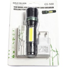 Gold Silver GS-500 USB ile Şarj Edilebilir T6 LED El Feneri