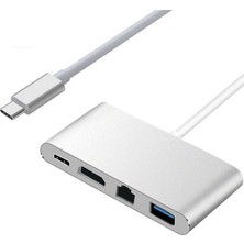 Alfais 4771 USB 3.1 Type C To HDMI USB 3.0 Ethernet Çevirici Adaptör