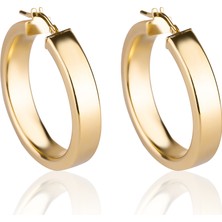 Diversity Jewelry Kadın Gümüş Sarı Halka Küpe