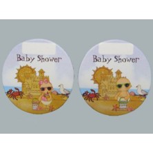 Hayaller Dükkanı Sticker Bebek Tatilde Baby Shower Pembe Pak:50