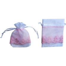 Hayaller Dükkanı Kese Organze Üstü Saten Tüllü Pembe 9X14  P20