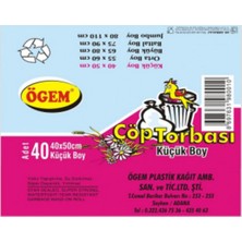 Ögem Küçük Boy Çöp Poşeti 40X50 cm 10 Lt 40 Lı Rulo 5 Paket