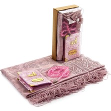 İhvan Kadife Kaplı Yasin Kitabı - Cep Boy - Isme Özel Plakalı - Tül Şallı - Tesbihli - Kutulu - Pembe Renk - İslami Armağanlik