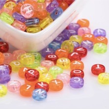 Hedef Bijuteri 4 x 7 mm Karışık Renkli Şeffaf Yassı Harf Boncuk basık Oval Alfabe Mektup Boncuk 100 gr 750 Adet