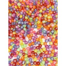 Hedef Bijuteri 4 x 7 mm Karışık Renkli Şeffaf Yassı Harf Boncuk basık Oval Alfabe Mektup Boncuk 100 gr 750 Adet
