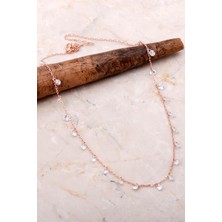 Sümer Telkari Sıra Taşlı Sallantılı Rose Gümüş Kolye 7103