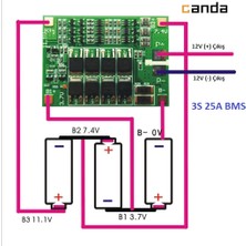 Micron 3s 25A 12V Balans Bms Lipo 18650 Lityum Pil Şarj Devresi