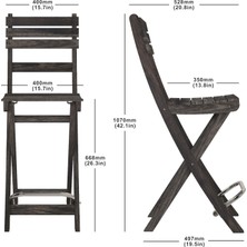 Interbuild Sofia Bar Sandalye Bahçede/Balkonda/Terasda Arkalıklı ve Katlanabilir 2 Adet / Paket Renk:Espresso