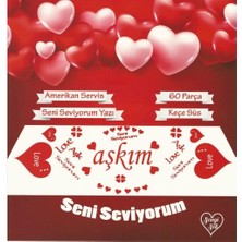 Parti Furyası Romantik  Masa Süslemesi Kırmızı Keçe Seti 2 Kişilik Keçe Seti Aşk Seti