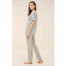 Feyza 4083 Dokuma Kumaş Çizgili Pijama Takımı