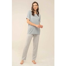 Feyza 4083 Dokuma Kumaş Çizgili Pijama Takımı
