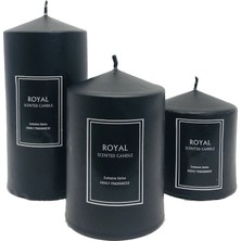 Royal Süper Set Siyah Silindir Mum Pudra Kokulu 6 Çap Boylar 6 x 9 x 12 cm