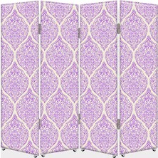 DEKOBUL Motif Desenli 4 Kanat Tekerlekli Kanvas Paravan