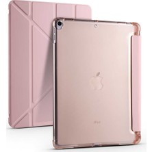 Teknetstore Apple iPad Uyumlu 10.2" 8. Nesil Kılıf Kalemlikli Premium Standlı Katlanabilir Kılıf Trifolding Kalem Bölmeli Yumuşak Lux Kapak