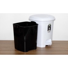 Polytime Pedallı Basmalı İç Kovalı Ofis, Banyo, Mutfak Plastik Çöp Kutusu Kovası - 52 Litre - Beyaz - 57x40x40 Cm.