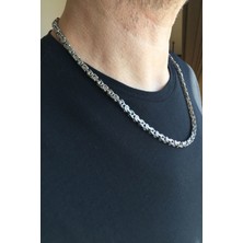 Axexuar Kral Çelik Zincir Kolye Erkek Kadın 316L Çelik 55 cm Gümüş Gri