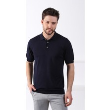Ferraro Lacivert Polo Yaka Düz Renk Erkek Pamuk Triko T-Shirt
