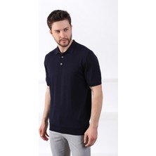 Ferraro Lacivert Polo Yaka Düz Renk Erkek Pamuk Triko T-Shirt