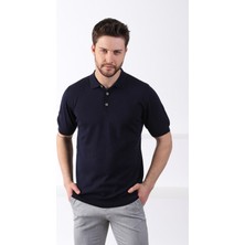 Ferraro Lacivert Polo Yaka Düz Renk Erkek Pamuk Triko T-Shirt