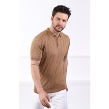 Ferraro Camel Polo Yaka Fitilli Erkek Pamuk Triko T-Shirt