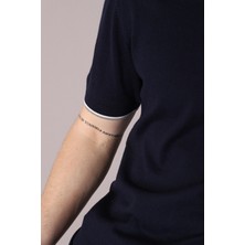 Ferraro Laci/beyaz Yaka Şerit Düğmeli Erkek Pamuk Triko T-Shirt
