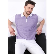 Ferraro Beyaz/petunia Polo Yaka Desenli Erkek Pamuk Triko T-Shirt