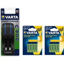 Varta Pocket 4lü Şarj Cihazı + 8*800 Mah Aaa Şarj Edilebilir Pil