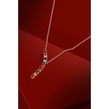 Frnch Renkli Sıralı Zirkon Taşlı Kadın Kolye FRJ30421-521-C