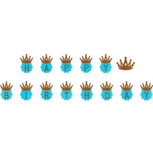 Süsle Bebek ve Parti Happy Birtyday Banner - Simli - Mavi - 3,00 mt