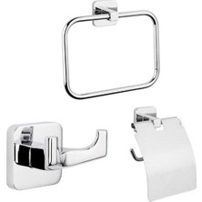 Tema Kare 3 Lü Set Yuvarlak Havluluk Askılık Tuvalet Kağıtlık