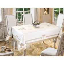 Çeyiz Diyarı Lale Baskılı Dikdörtgen Masa Örtüsü Gold 160X300 cm