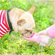 İndirim Kap Taşınabilir Kedi Köpek Suluğu Seyahat Su Şişesi Kaseli Emniyetli Sızdırmaz Kutulu 350ML