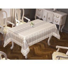 Çeyiz Diyarı Versage Jakarlı Masa Örtüsü Krem 160X220 cm