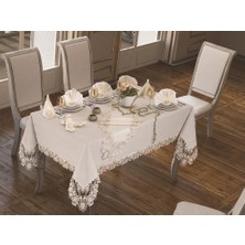 Çeyiz Diyarı Beste Masa Örtüsü 160X260 cm 26 Parça Krem