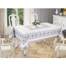 Çeyiz Diyarı Kanaviçe Baskılı Sultan Masa Örtüsü Silver 160X300 cm