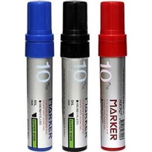 Micro Markör Kalem 10 mm Siyah - Mavi - Kırmızı 3'lü Set