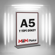 MiiMTicaret T Tipi A5 Pleksi Föylük Broşürlük-Dikey A5 Föylük 20'li