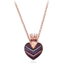 Diversity Jewelry Kadın Gümüş Taşlı Kalp Kolye