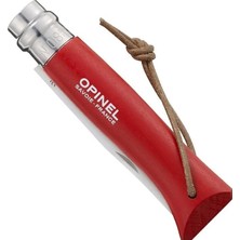 Opinel Inox 8 No Deri Kılıflı Paslanmaz Çakı (Kırmızı)