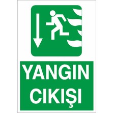 Okularenkkat Yangın Çıkışı Aşağı Ok Ikaz Levhası 18 cm x 25 cm