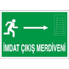 Okularenkkat Imdat Çıkış Merdiveni Sağ Ok Uyarı Levhası 12 cm x 28 cm